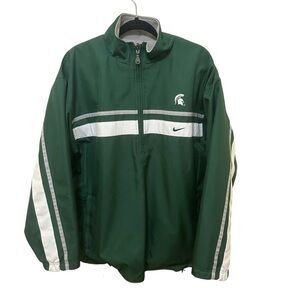 Nike Michigan State Spartans Green Half Zip Jacket L Fleece Athletic College Y2K
